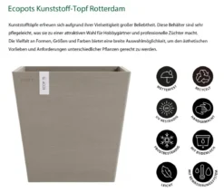Ecopots Kunststoff-Topf Rotterdam mit Wassersystem, quadratisch