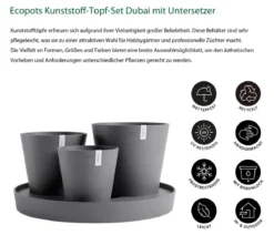 Ecopots Kunststoff-Topf-Set Dubai mit Untersetzer, 4-teilig