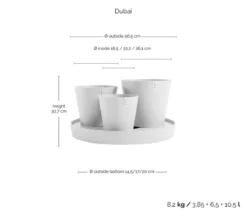 Ecopots Kunststoff-Topf-Set Dubai mit Untersetzer, 4-teilig