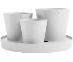 Ecopots Kunststoff-Topf-Set Dubai mit Untersetzer, 4-teilig