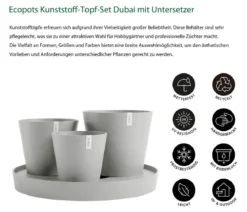 Ecopots Kunststoff-Topf-Set Dubai mit Untersetzer, 4-teilig