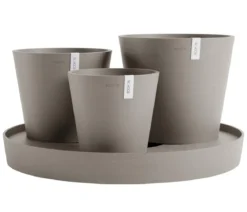 Ecopots Kunststoff-Topf-Set Dubai mit Untersetzer, 4-teilig