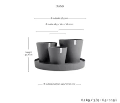 Ecopots Kunststoff-Topf-Set Dubai mit Untersetzer, 4-teilig