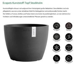 Ecopots Kunststoff-Topf Stockholm, rund