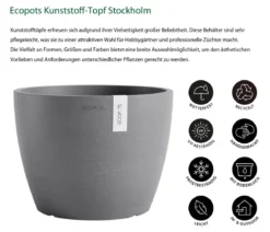 Ecopots Kunststoff-Topf Stockholm, rund