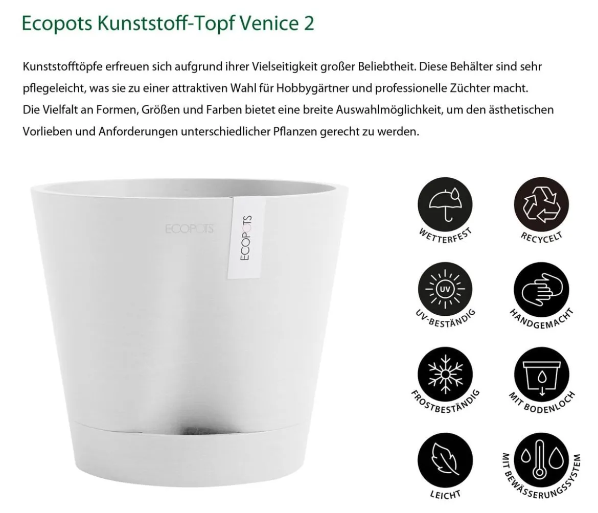 Ecopots Kunststoff-Topf Venice 2, rund