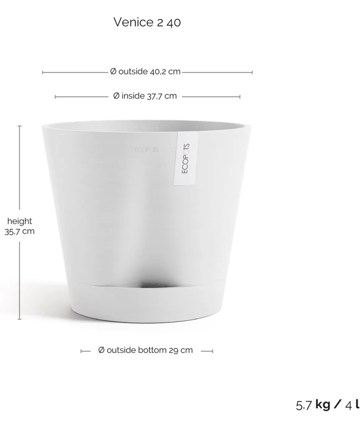 Ecopots Kunststoff-Topf Venice 2, rund