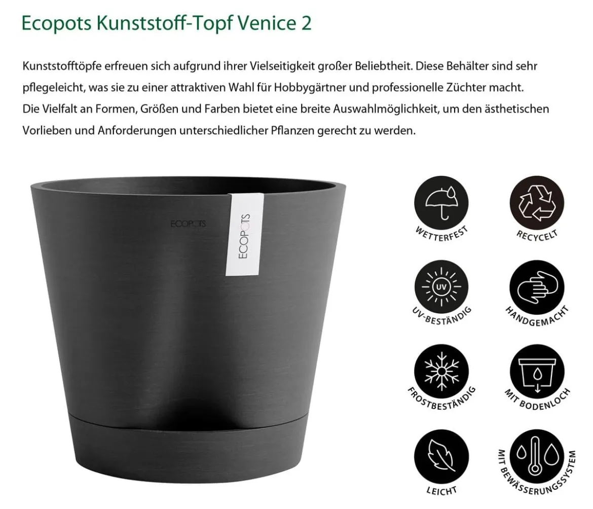 Ecopots Kunststoff-Topf Venice 2, rund
