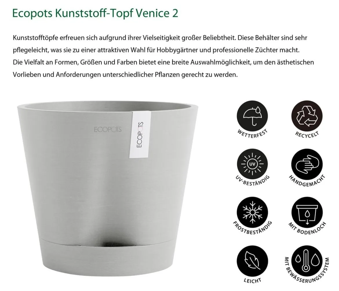 Ecopots Kunststoff-Topf Venice 2, rund