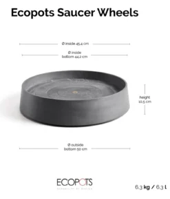 Ecopots Kunststoff-Untersetzer Oslo, rund, mit Rollen