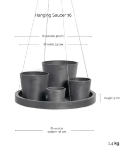 Ecopots Kunststoff-Untersetzer hängend, rund, ca. Ø36/H3 cm