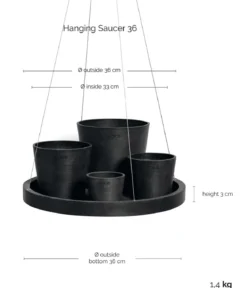 Ecopots Kunststoff-Untersetzer hängend, rund, ca. Ø36/H3 cm