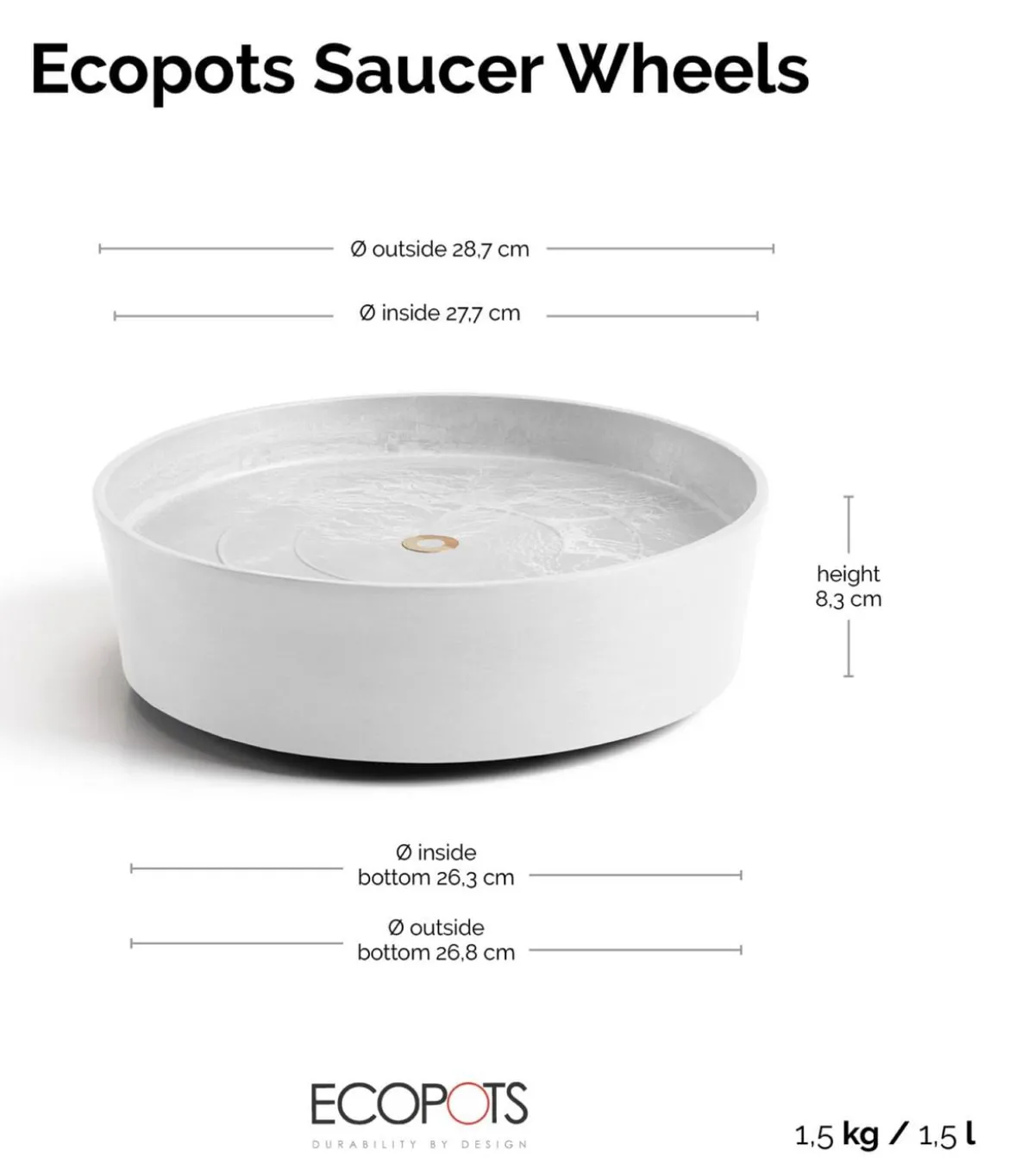 Ecopots Kunststoff-Untersetzer Amsterdam, rund, mit Rollen