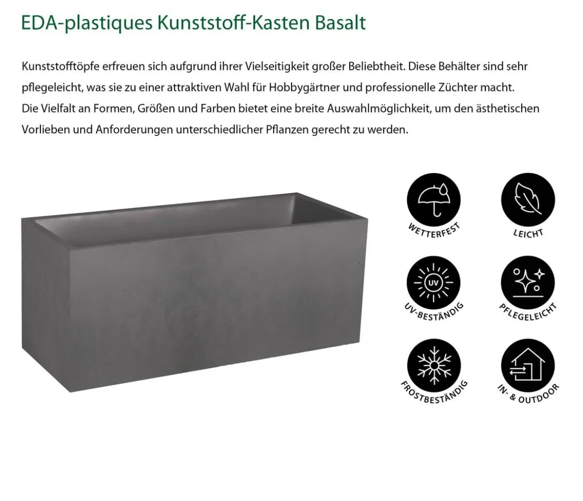 EDA Kunststoff-Kasten Basalt, anthrazit, rechteckig, ca. B99,5/H43,5/T39,5 cm