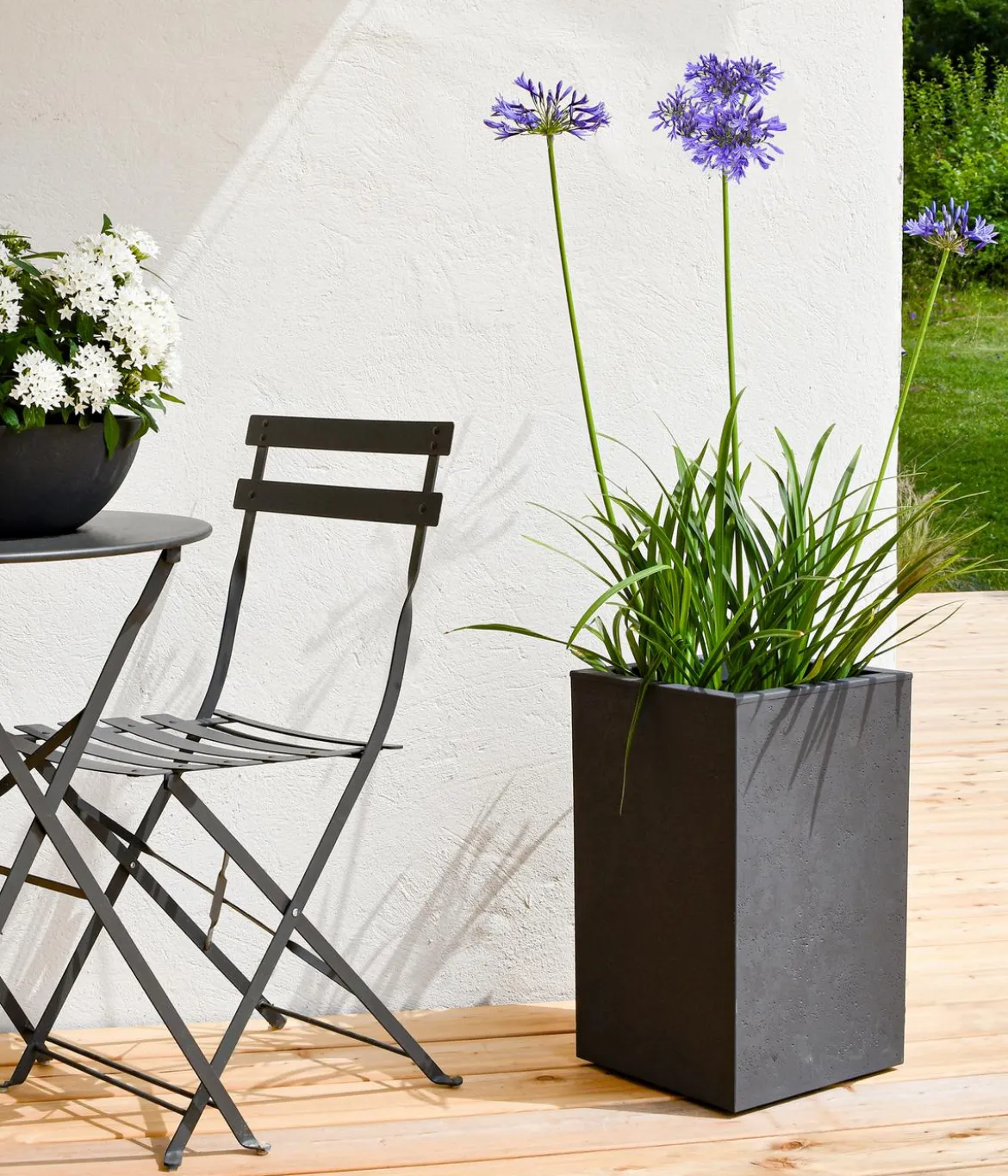 EDA Kunststoff-Topf Basalt Up, quadratisch, ca. B30/H50/T30 cm