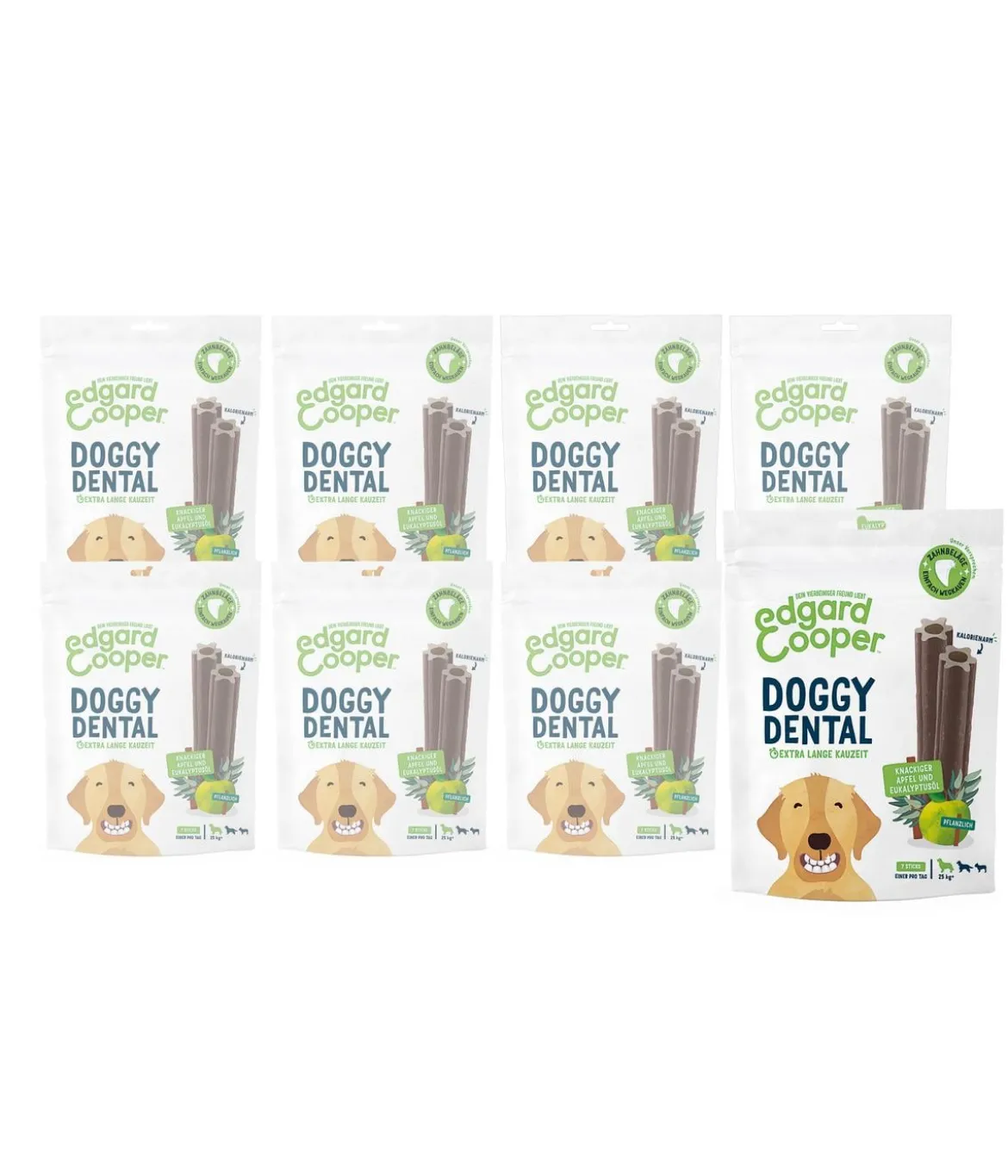 Edgard & Cooper Hundesnack Doggy Dental, Apfel & Eukalyptusöl, 8 x 105 g