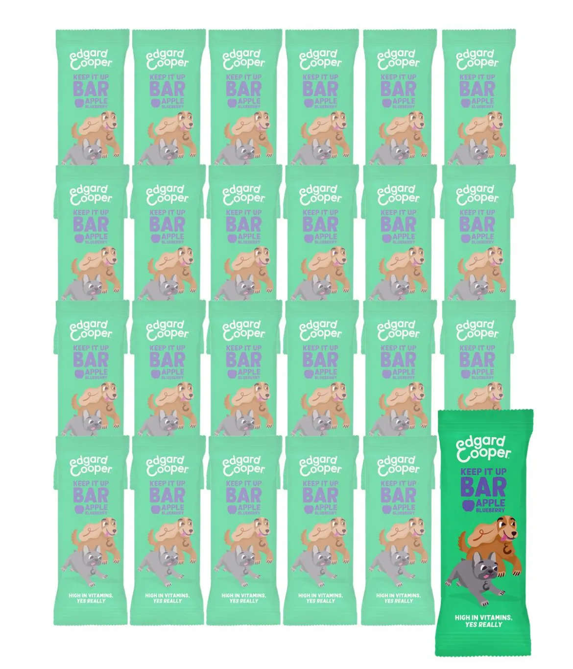 Edgard & Cooper Hundesnack Keep It Up Bar, Apfel & Blaubeere, 24 x 30 g