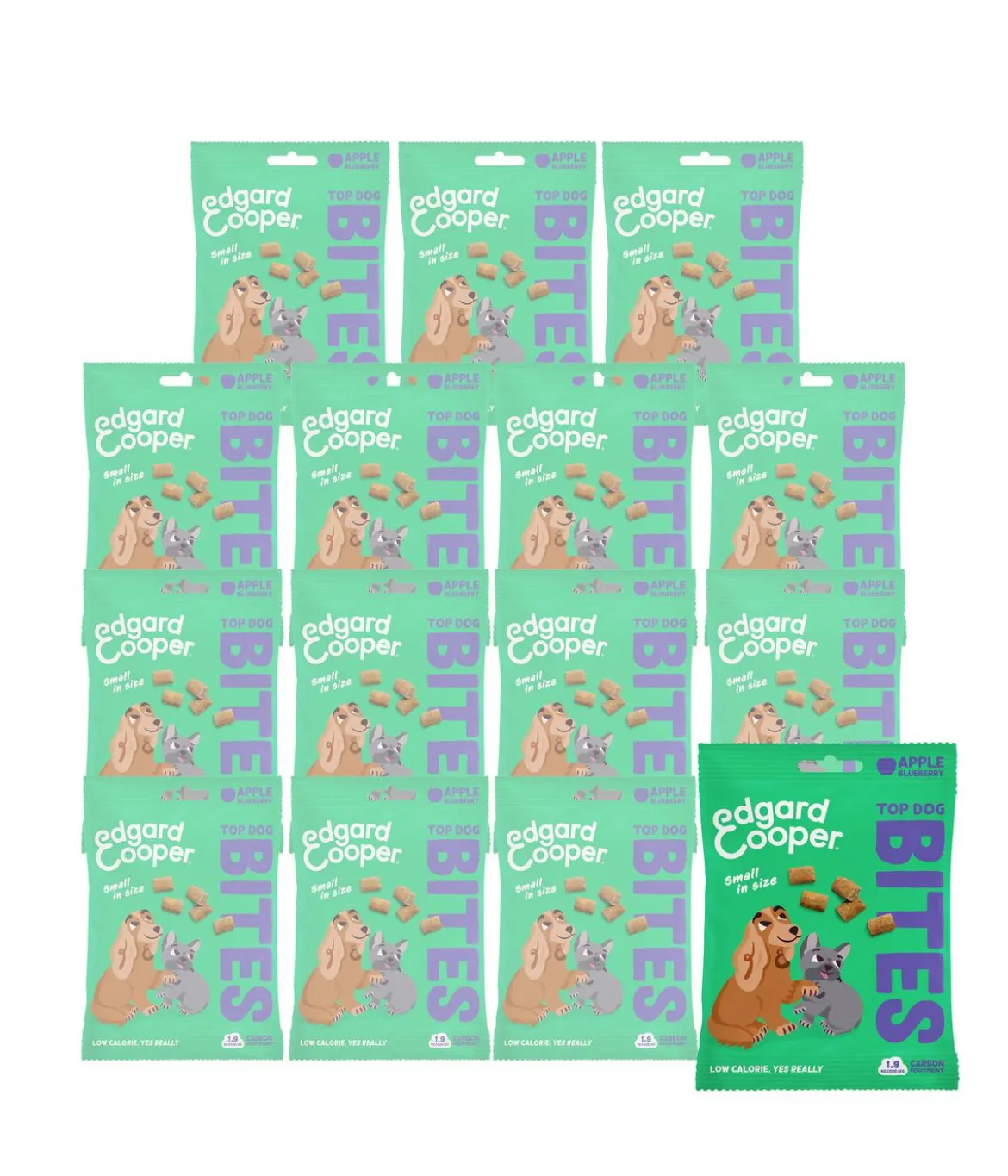 Edgard & Cooper Hundesnack Top Dog Bites, Small, Apfel & Blaubeere, 15 x 50 g