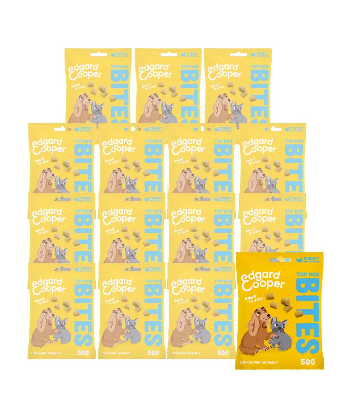 Edgard & Cooper Hundesnack Top Dog Bites, Small, Truthahn & Huhn, 15 x 50 g