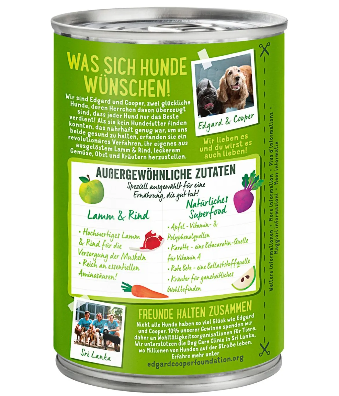 Edgard & Cooper Nassfutter für Hunde, Unwiderstehliches Lamm & Rind Adult, 6 x 400 g