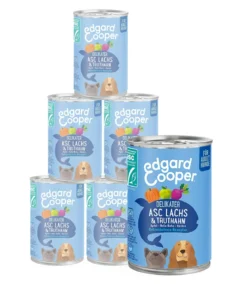 Edgard & Cooper Nassfutter für Hunde, Delikater ASC Lachs & Truthahn Adult, 6 x 400 g
