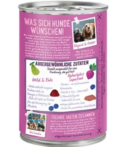 Edgard & Cooper Nassfutter für Hunde, Schmackhaftes Wild & Ente Adult, 6 x 400 g