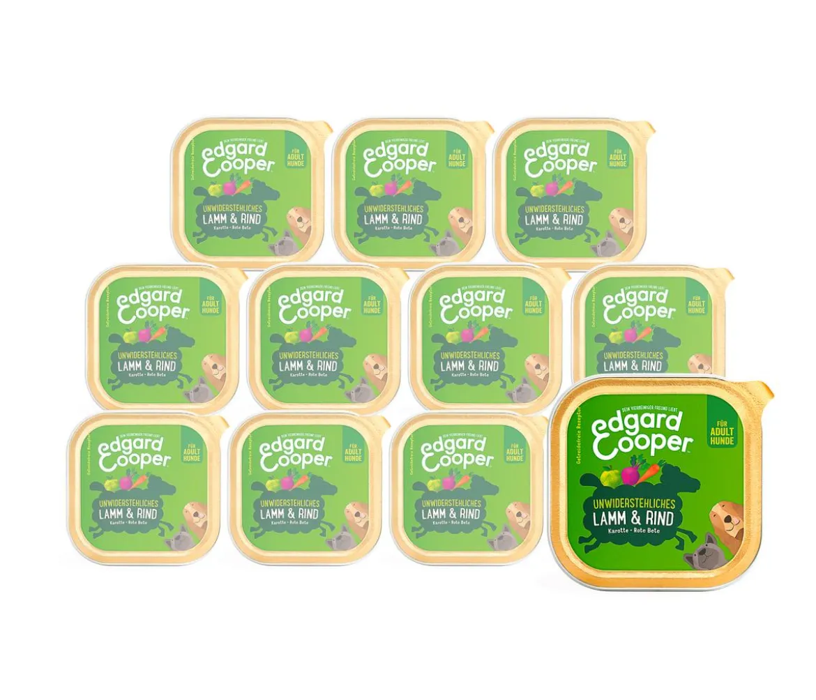 Edgard & Cooper Nassfutter für Hunde, Unwiderstehliches Lamm & Rind Adult, 11 x 150 g