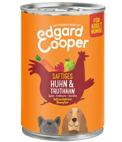 Edgard & Cooper Nassfutter für Hunde, Saftiges Huhn & Truthahn Adult, 6 x 400 g