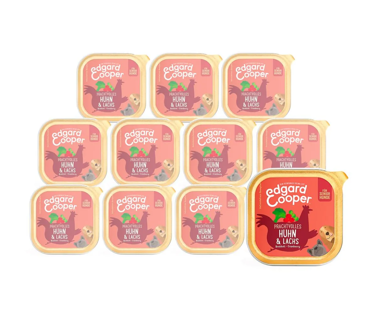 Edgard & Cooper Nassfutter für Hunde, Prachtvolles Huhn & Lachs, Senior, 11 x 150 g