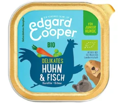 Edgard & Cooper Nassfutter für Hunde, Delikates Huhn & Fisch, Junior, Bio, 17 x 100 g