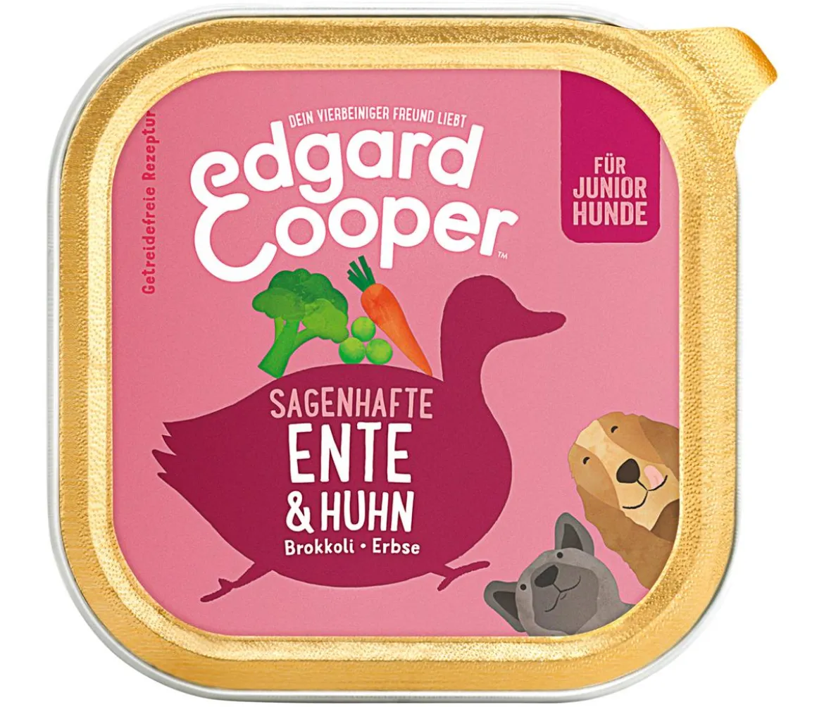 Edgard & Cooper Nassfutter für Hunde, Sagenhafte Ente & Huhn, Junior, 11 x 150 g