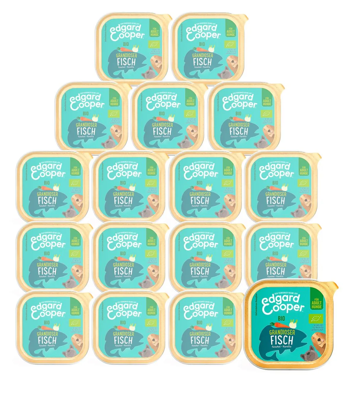 Edgard & Cooper Nassfutter für Hunde, Grandioser Fisch Adult, Bio, 17 x 100 g
