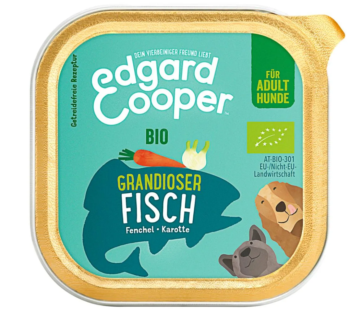 Edgard & Cooper Nassfutter für Hunde, Grandioser Fisch Adult, Bio, 17 x 100 g