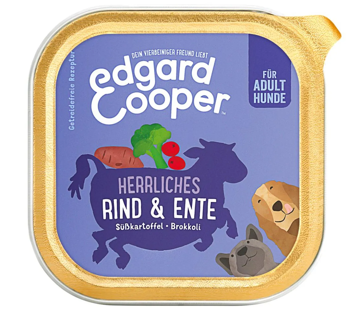 Edgard & Cooper Nassfutter für Hunde, Herrliches Rind & Ente Adult, 11 x 150 g