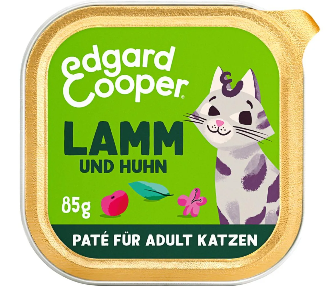 Edgard & Cooper Nassfutter für Katzen Lamm & Freilaufhuhn Paté Adult, 16 x 85 g