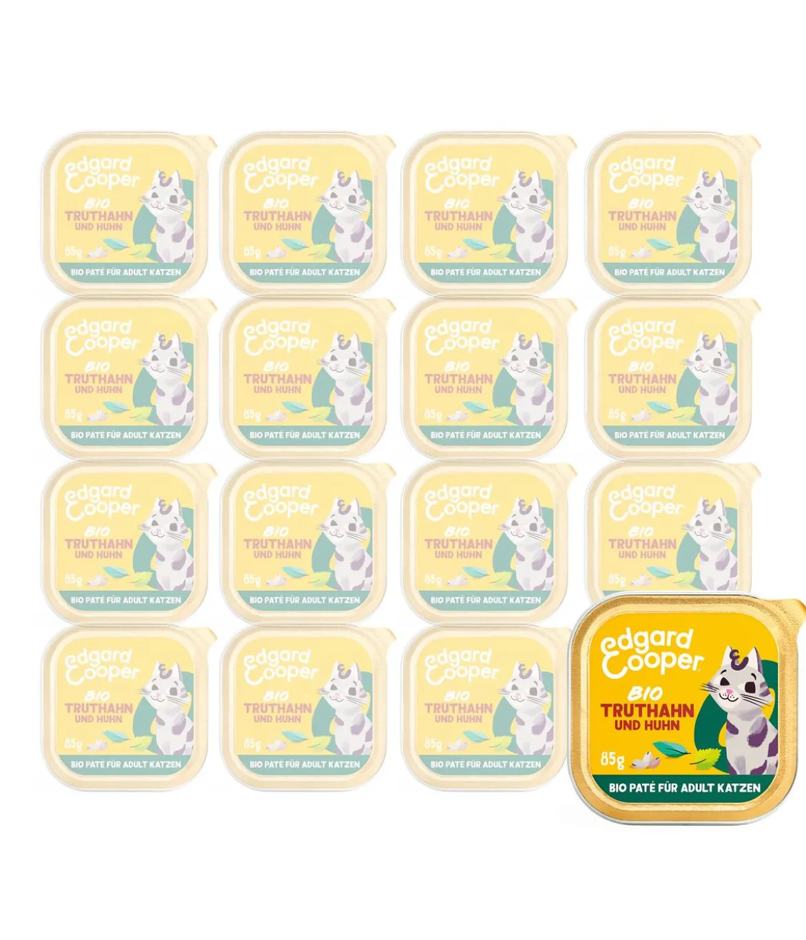Edgard & Cooper Nassfutter für Katzen Bio Truthahn & Huhn Paté Adult, 16 x 85 g