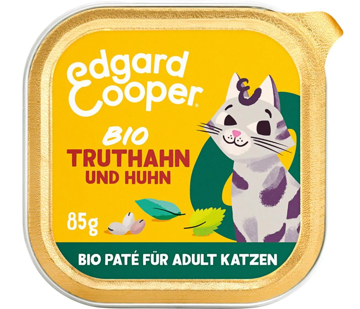 Edgard & Cooper Nassfutter für Katzen Bio Truthahn & Huhn Paté Adult, 16 x 85 g