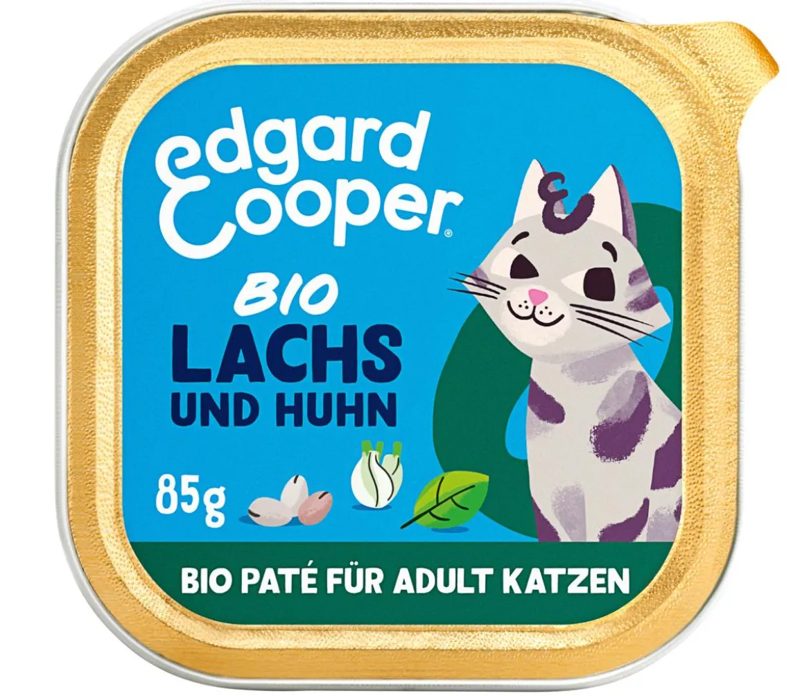 Edgard & Cooper Nassfutter für Katzen Bio Lachs & Hund Paté Adult, 16 x 85 g