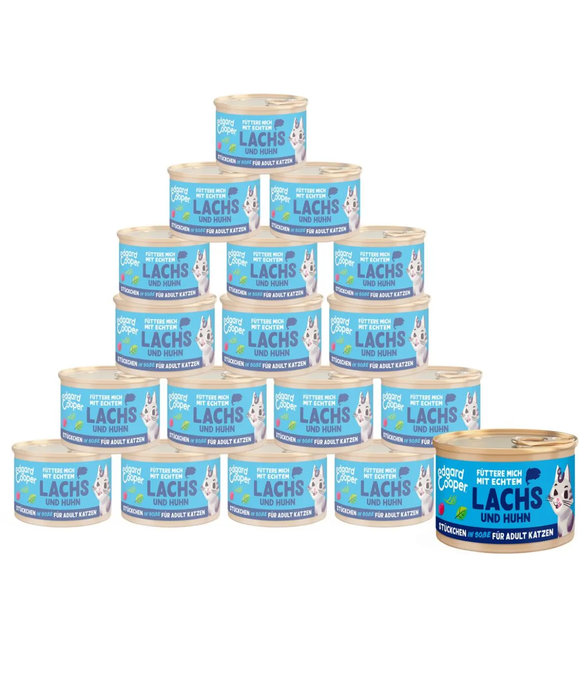 Edgard & Cooper Nassfutter für Katzen Pazifischer Lachs & Freilaufhuhn Stückchen in Soße Adult, 18 x 85 g