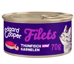 Edgard & Cooper Nassfutter für Katzen Wildfang-Thunfisch & Garnele Filets, 24 x 70 g