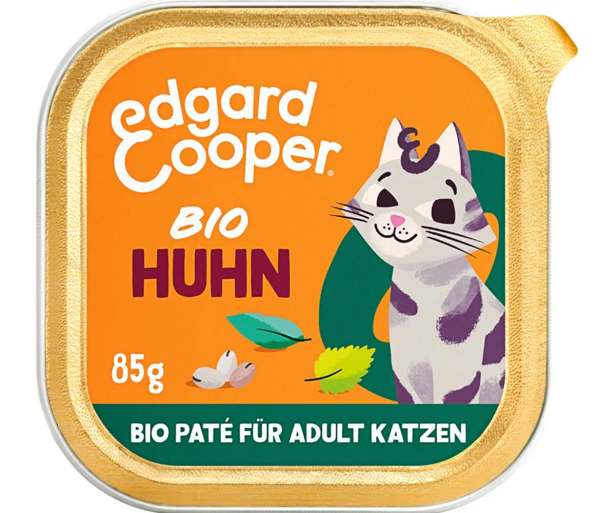 Edgard & Cooper Nassfutter für Katzen Bio Huhn & Rind Paté Adult, 16 x 85 g