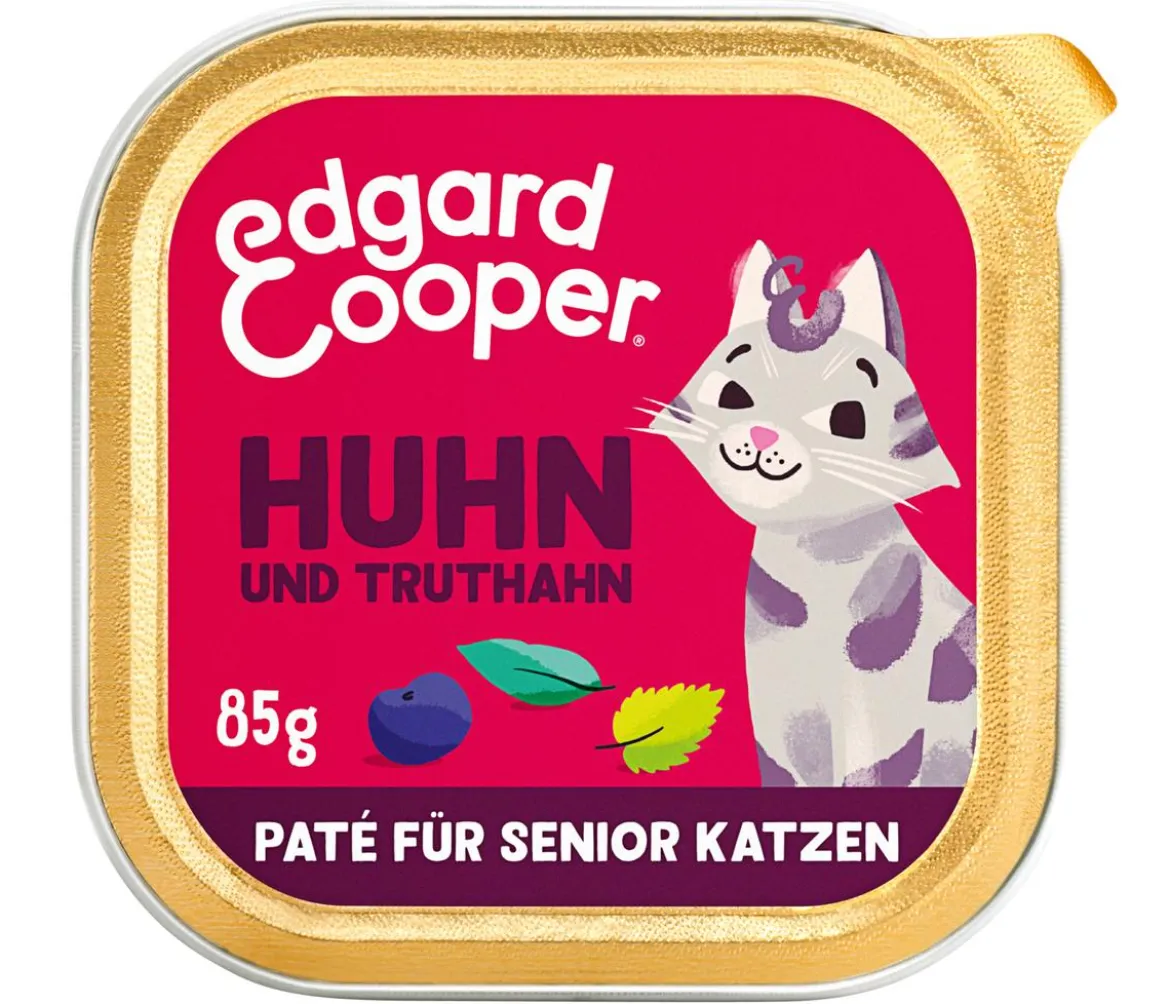 Edgard & Cooper Nassfutter für Katzen Freilaufhuhn & Freilauftruthahn Paté, Senior, 16 x 85 g