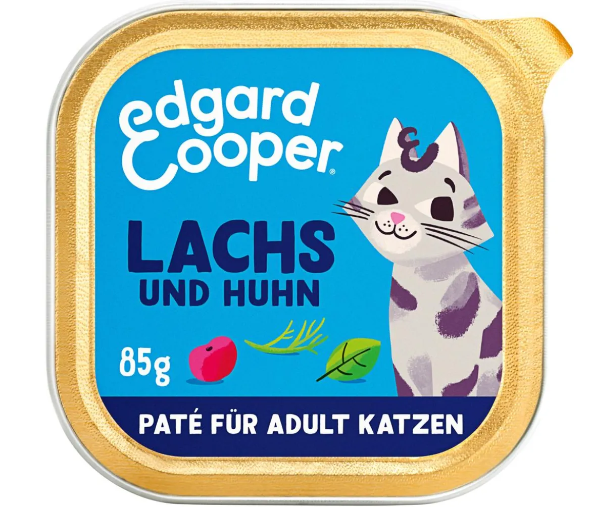 Edgard & Cooper Nassfutter für Katzen MSC-Lachs & Freilaufhuhn Paté Adult, 16 x 85 g