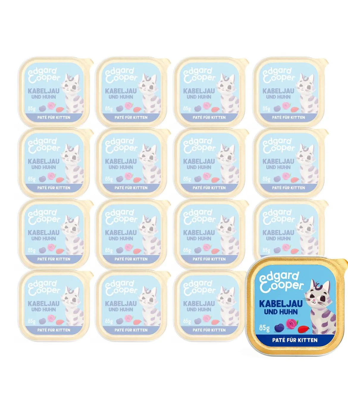 Edgard & Cooper Nassfutter für Katzen MSC-Kabeljau & Freilaufhuhn Paté, Kitten, 16 x 85 g
