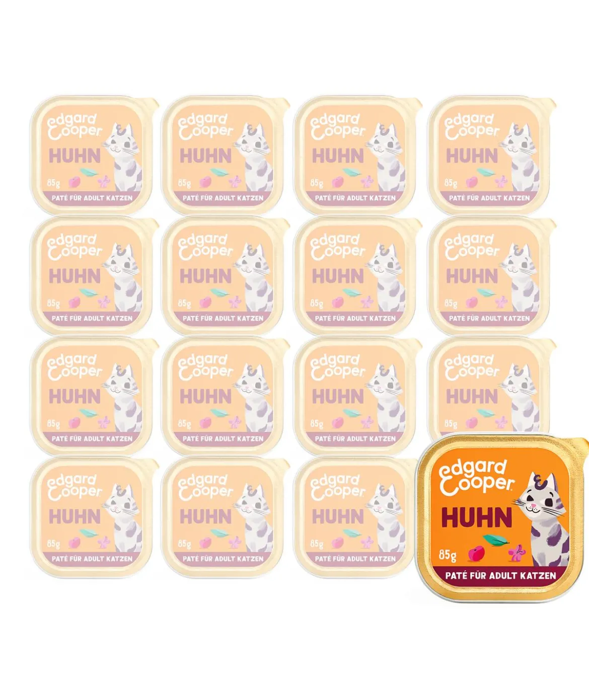 Edgard & Cooper Nassfutter für Katzen Freilaufhuhn Paté Adult, 16 x 85 g