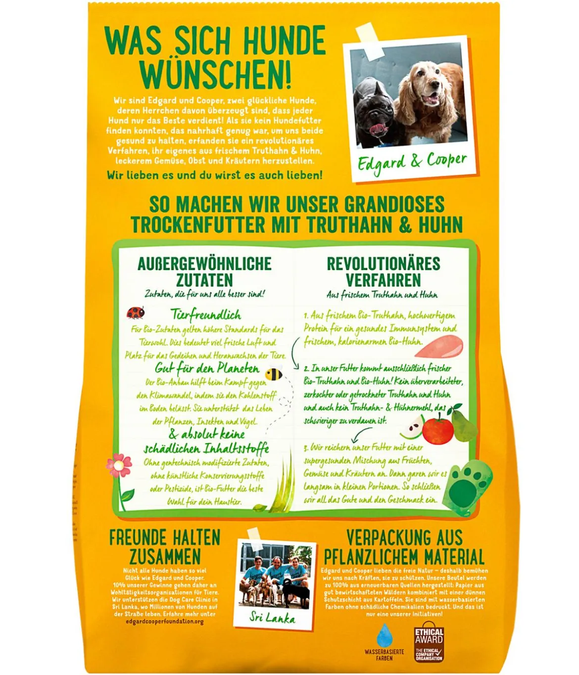 Edgard & Cooper Trockenfutter für Hunde, Bio, Grandioser Freiland-Truthahn & -Huhn Adult