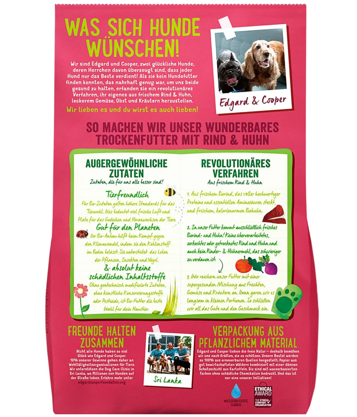 Edgard & Cooper Trockenfutter für Hunde, Bio, Wunderbares Rind & Freiland-Huhn Adult