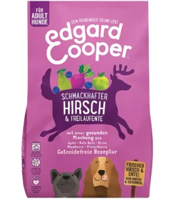 Edgard & Cooper Trockenfutter für Hunde, Schmackhafter Hirsch & Freilaufente Adult