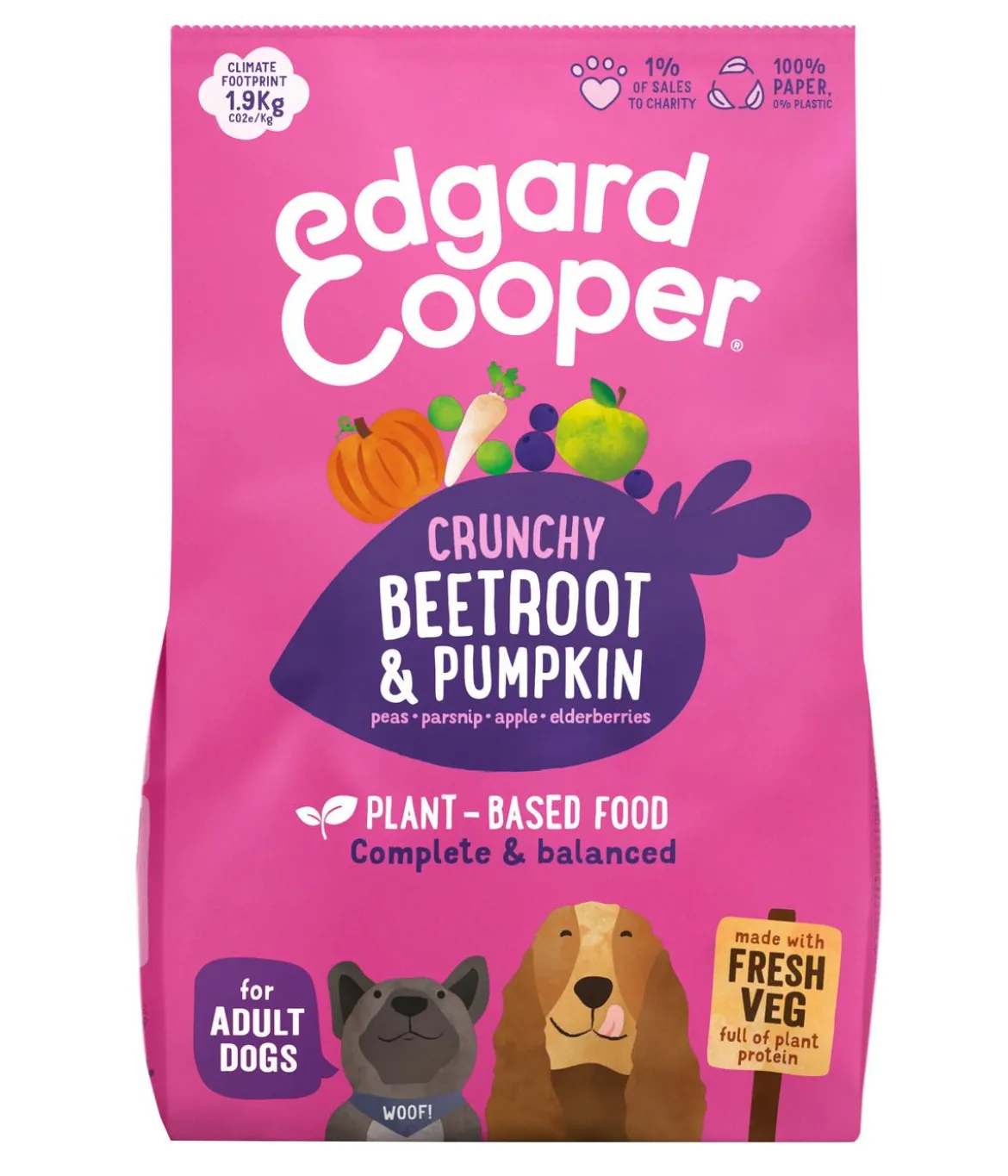 Edgard & Cooper Trockenfutter für Hunde, Knusprige Rote Beete & Kürbis Adult
