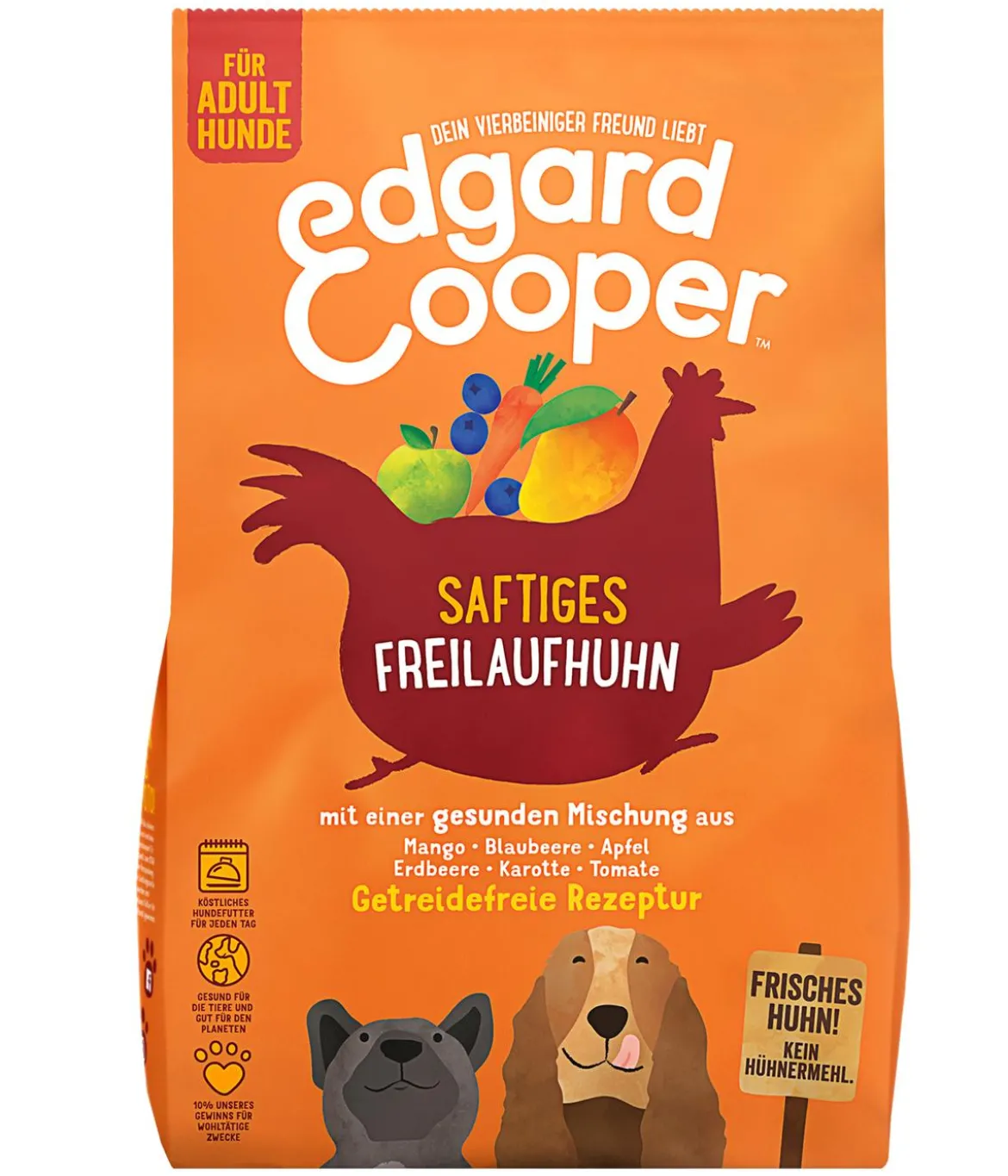 Edgard & Cooper Trockenfutter für Hunde, Saftiges Freilaufhuhn Adult